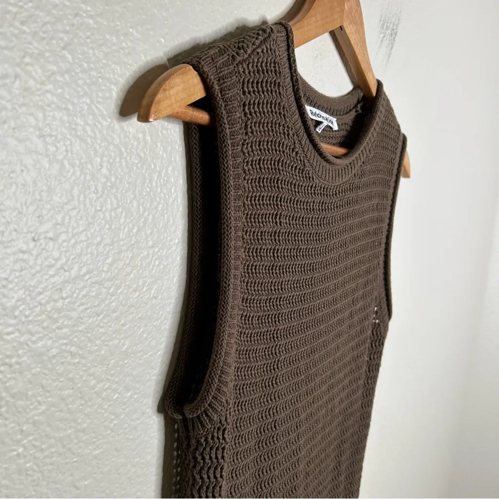 Reformation Nolan Open Knit Sweater Dress brown small - Image 3