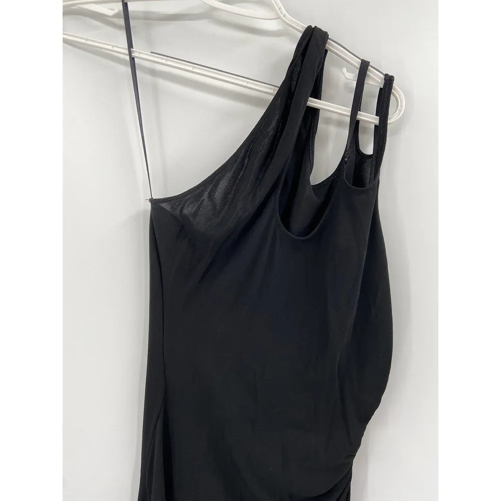 Mugler Black Cut Out One Shoulder Viscose Jersey Sleeveless Midi Dress Size 38 - Image 3