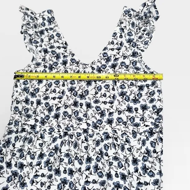 Lucky Brand Dress Womens XS Blue & White Floral Tiered Fit & Flare Mini - Image 8