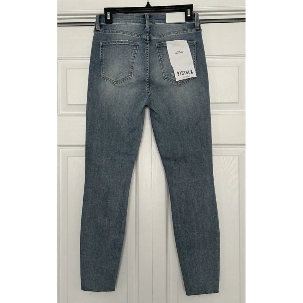 Pistola Aline High-Rise Skinny Crop Raw Hem Jeans in Marmont Blue Size 27 - Image 7