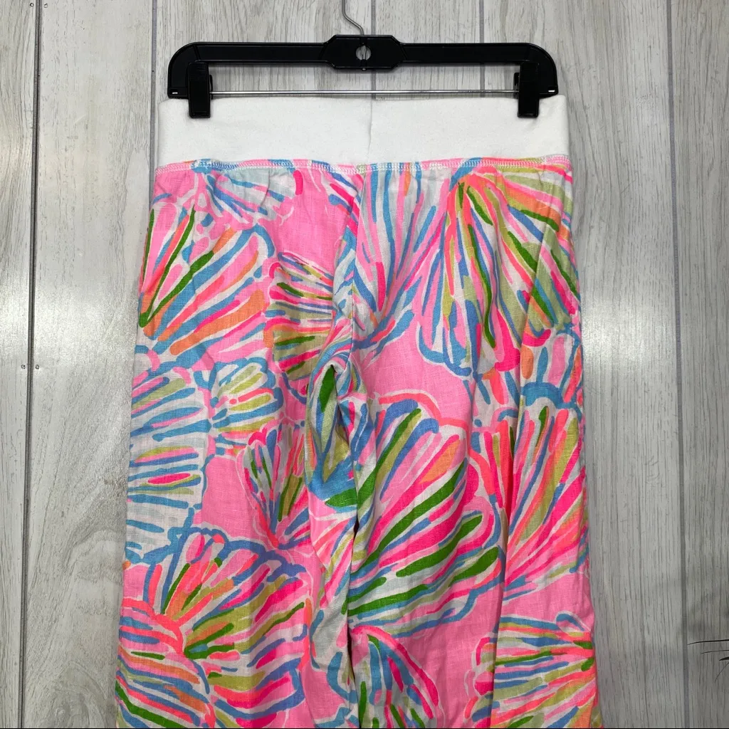 Lilly Pulitzer Linen Beach Pant In Pink Pout Shellabrate size S Small - Image 5