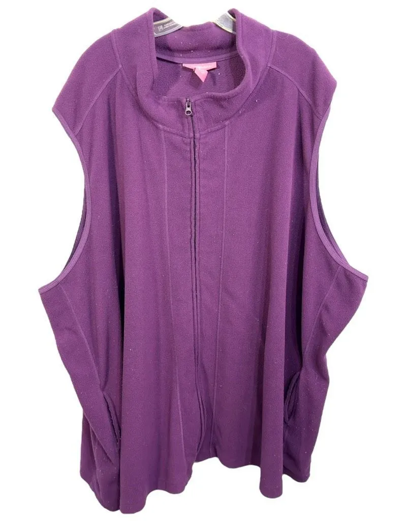 Woman Within Plus Size 6X Vest Full Zip Microfleece Deep Purple Pockets 1255 - Image 1