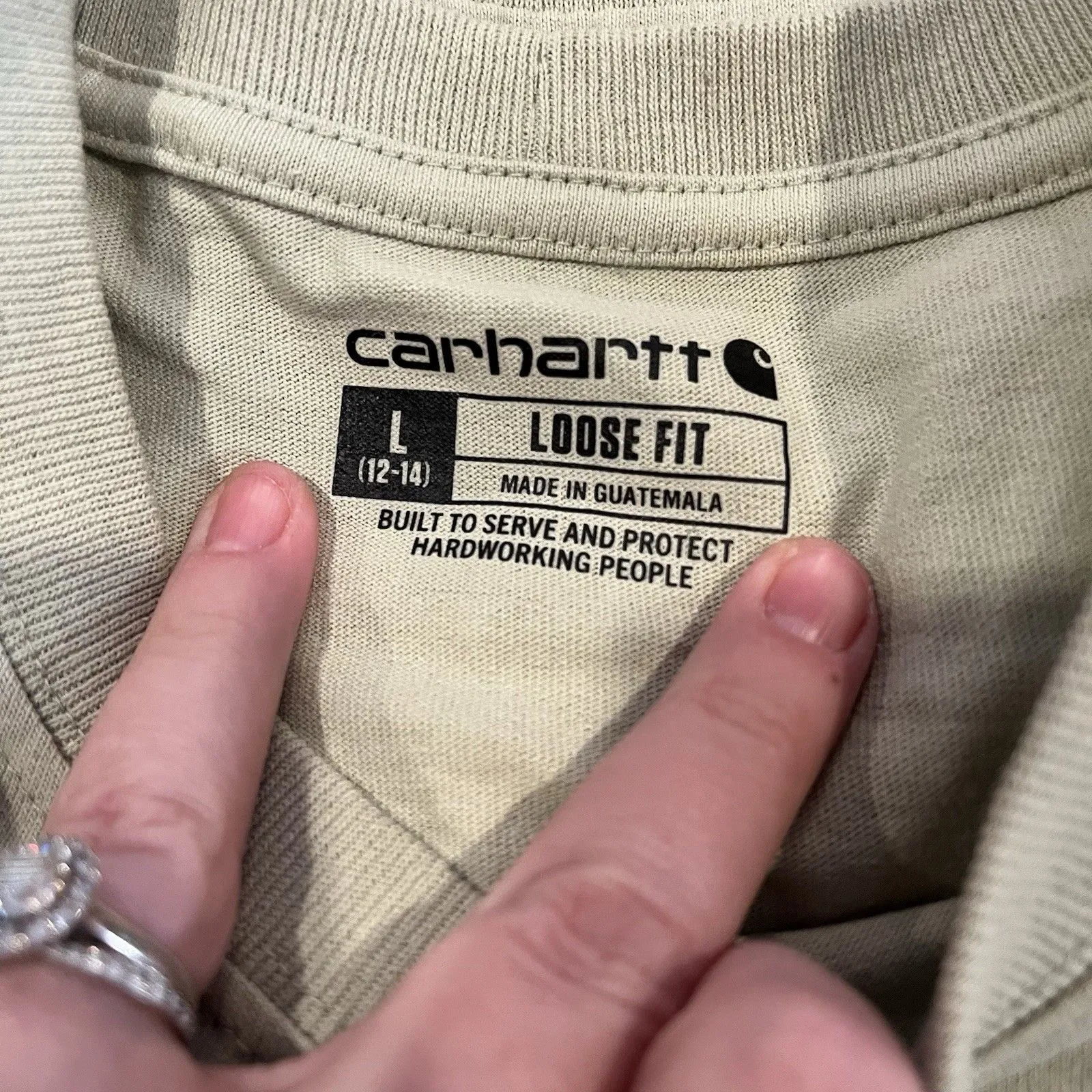 Carhartt Women Long Sleeve T-shirt Loose Fit L Sleeve logo Crew Neck Light Green - Image 4