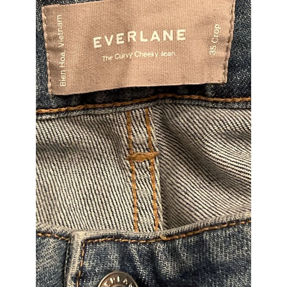 Everlane The Curvy Cheeky Jean in Classic Blue Raw Hem 35 Crop New Womens denim - Image 12