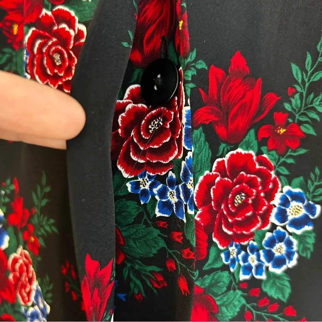 Vintage Alcott & Andrews 100% Silk Red/Blue Floral Button Up Blazer Size 8 Red - Image 8