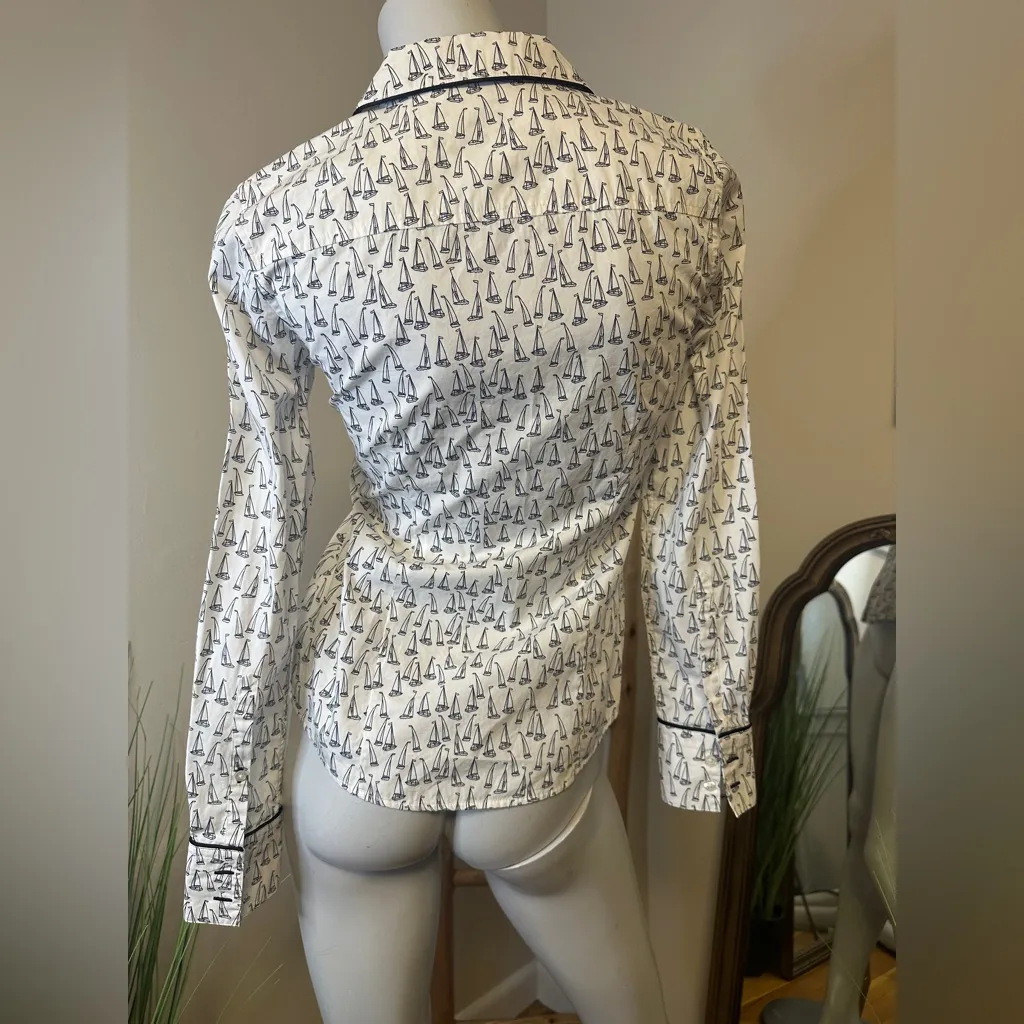 Brooks Brothers Sailboat Nautical Coastal Print Women's Top Size 0 - Image 6
