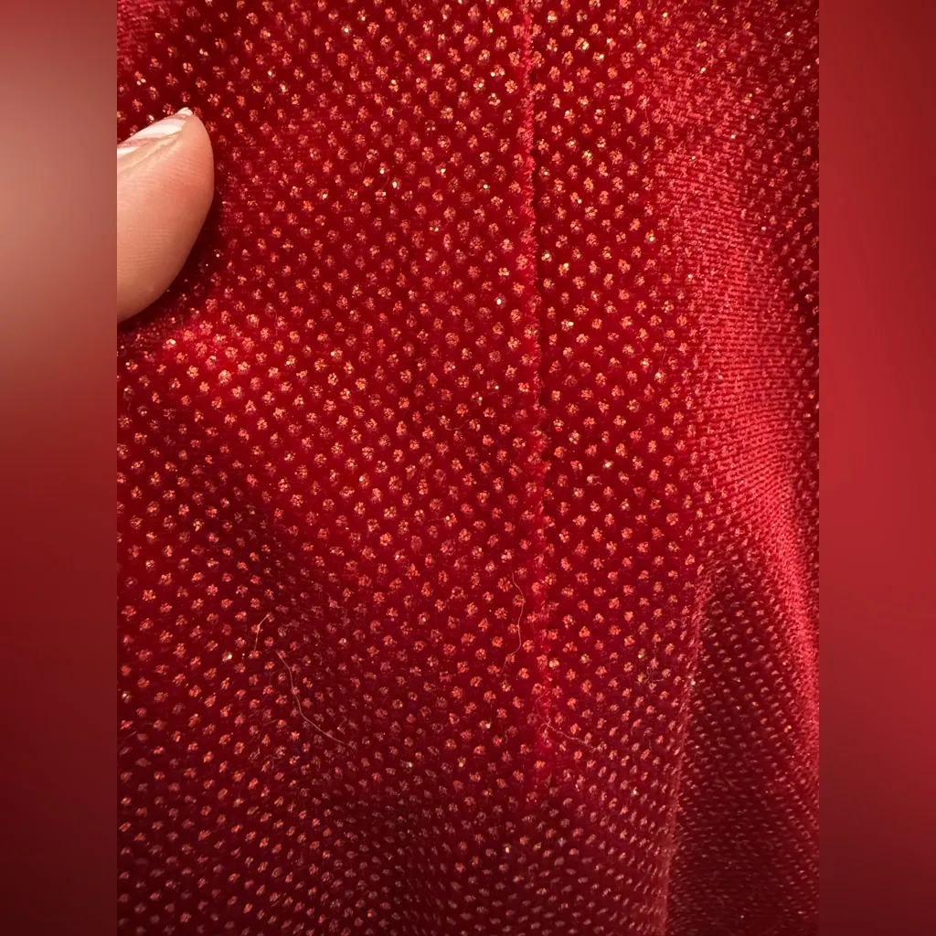 Sparkly Crimson Red Juniors Dress 1/2 – Velvet Feel, Adjustable Straps, EUC Size XS - Image 8