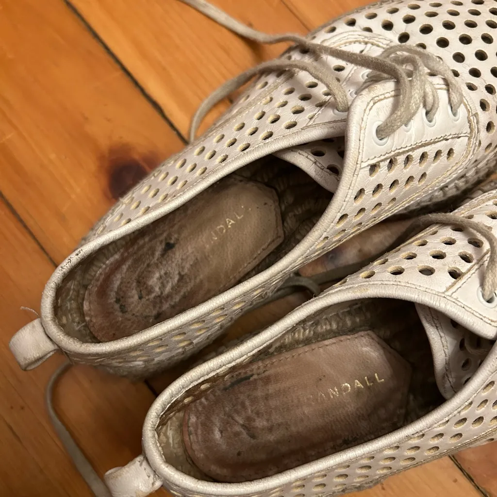 Loeffler Randall Alfie Perforated Leather Platform Espadrille Sneakers White 37 - Image 3