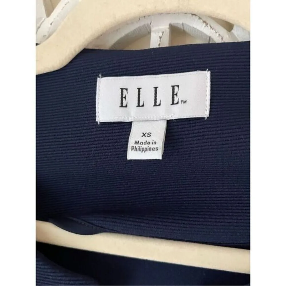 S2‎ ELLE Coastal Navy Blue Bell Sleeve Ponte Jacket Size XS - Image 4