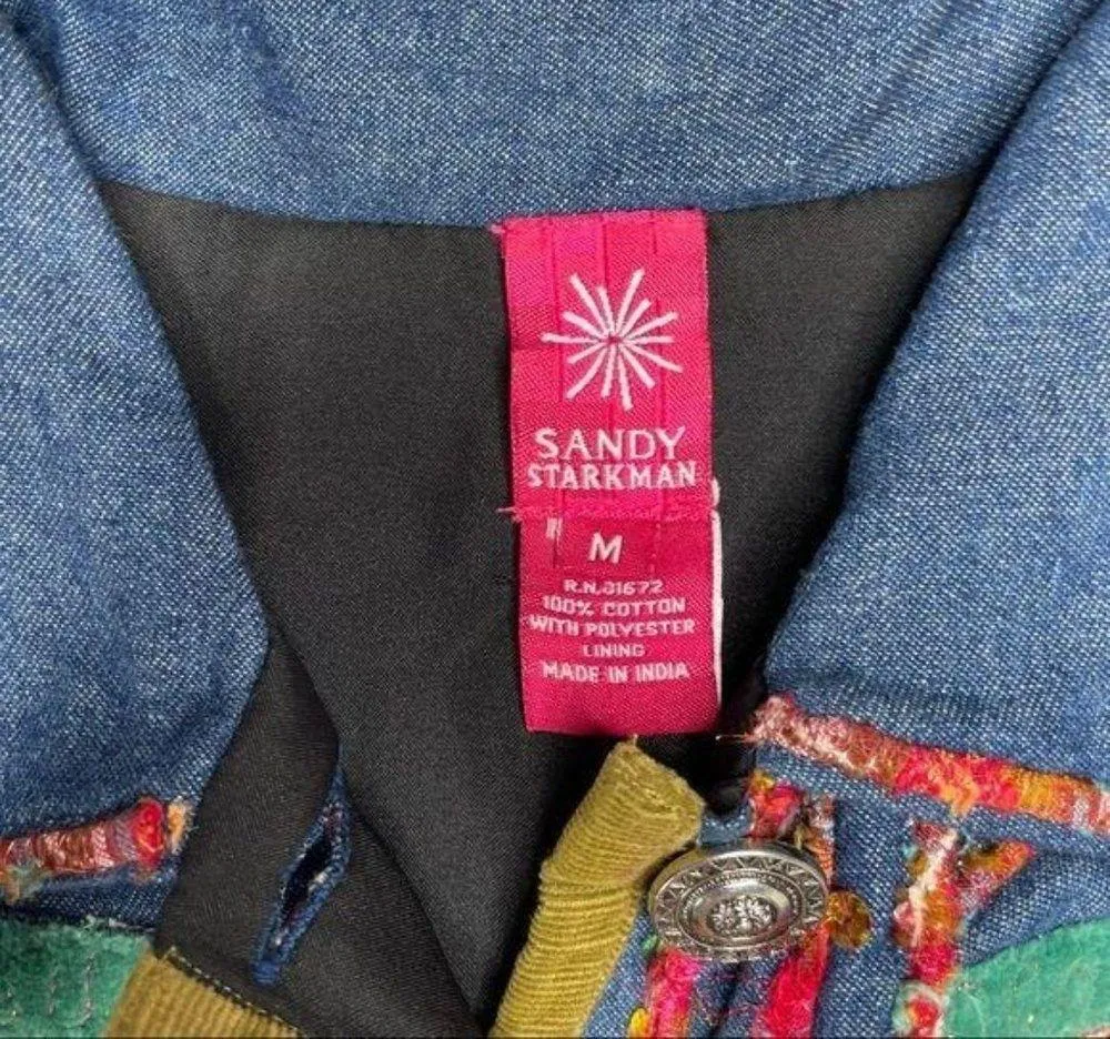Sandy starkman embroidered patchwork jean jacket Blue Size M - Image 8