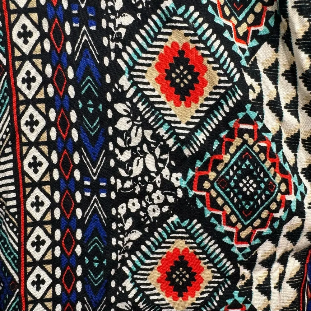 French Laundry Bohemian Aztec Open Front Fringed Short Sleeve Wrap Size Small - Image 4