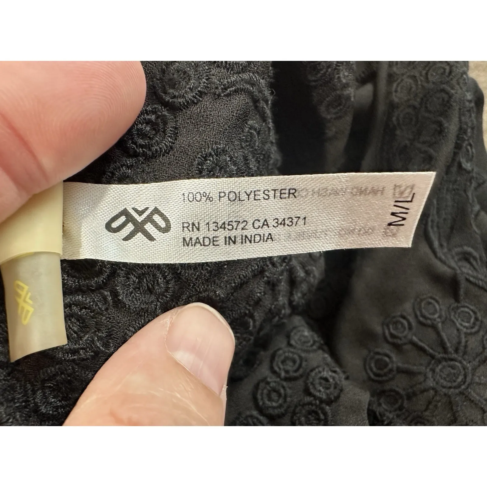 PILYQ BLACK EMBROIDERED MIDNIGHT JANE BEACH LOUNGE COVER-UP DRESS TUNIC Sz M/L - Image 9