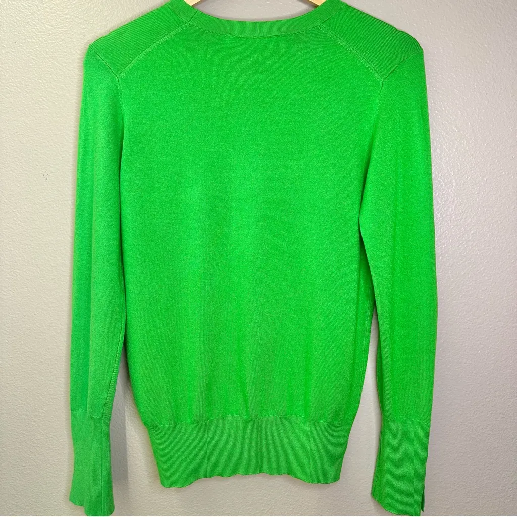 Zara Apple Green Gold Button Detailing at Sleeves Classic Crewneck Sweater - Image 6