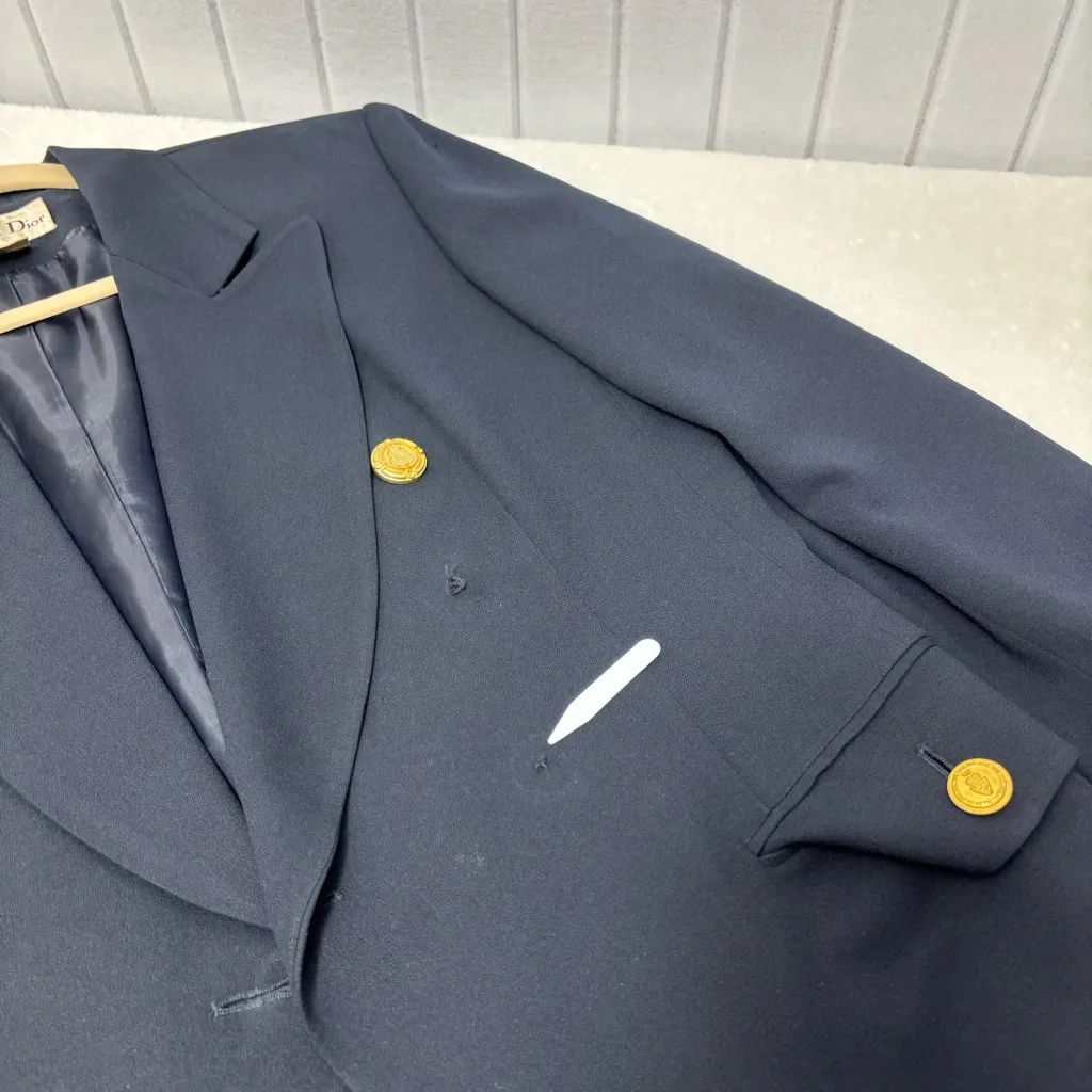 Christian Dior Vintage Midnight Blue Blazer with Elegant Gold buttons Size 8 - Image 6