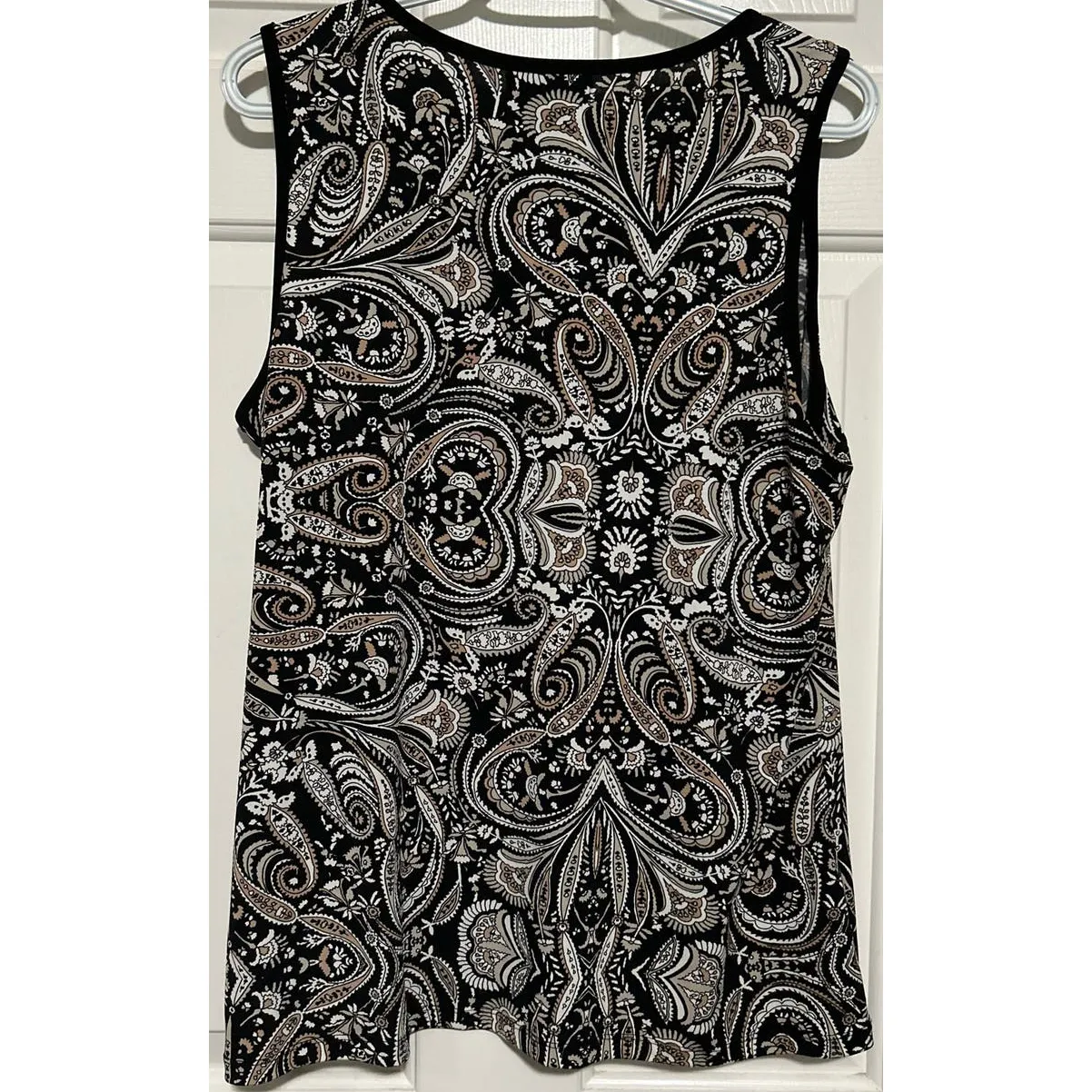 Liz‎ Claiborne Career Women's Sleeveless Black Tan White Blouse Size M Size M - Image 2