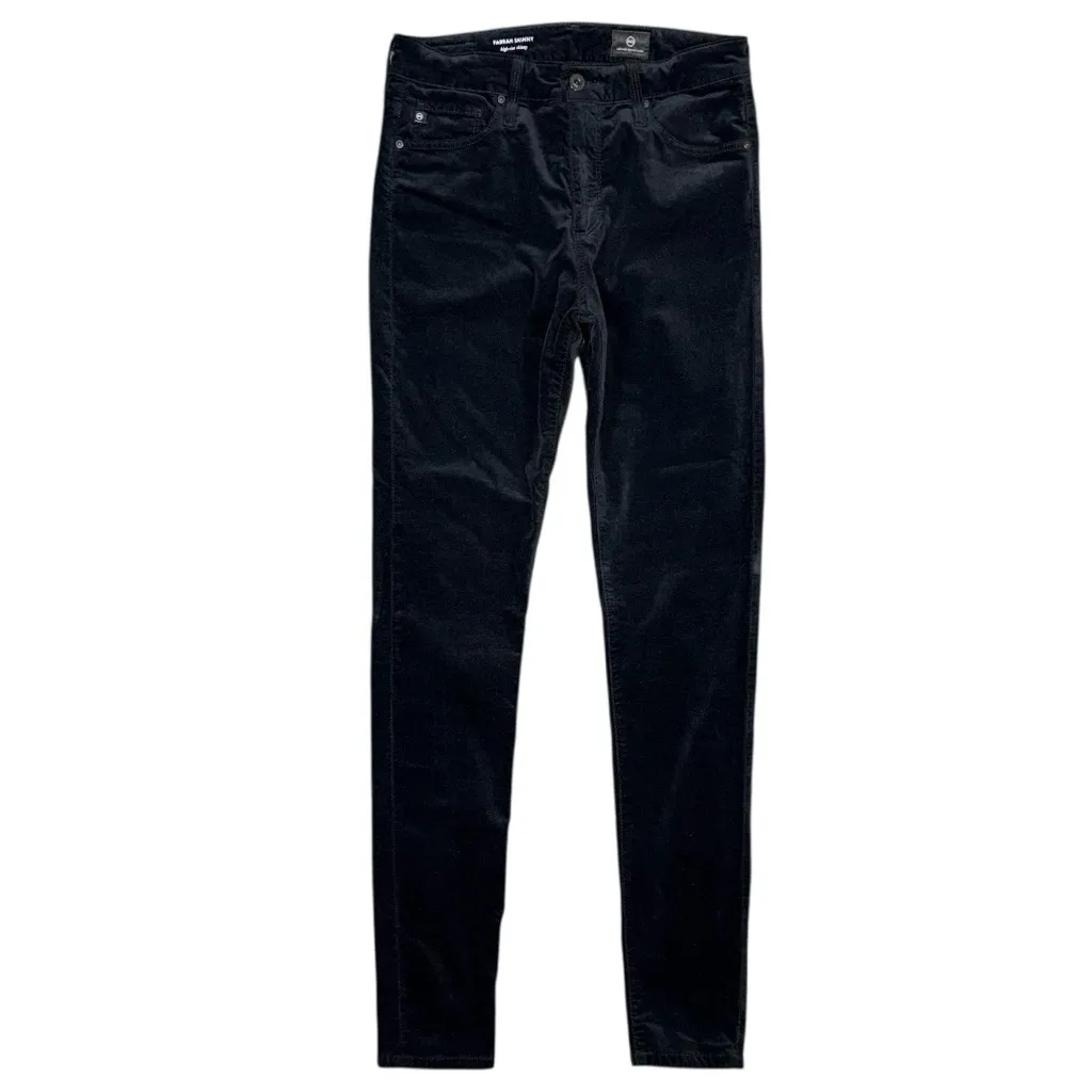 AG Jeans Adriano Goldschmied Farrah Skinny Velvet Pants Size 27 Black High Rise - Image 2