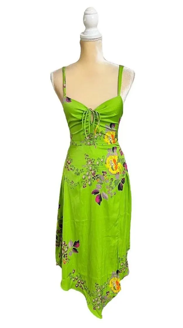 Green Floral Priscilla Lace Up Midi Dress - Image 6