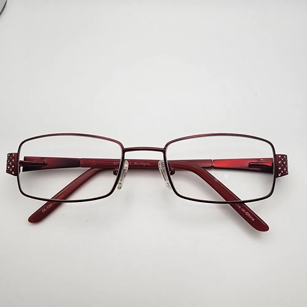 Genevieve Boutique Modern Glitz Burgundy Prescription Glasses Frames & Case - Image 2