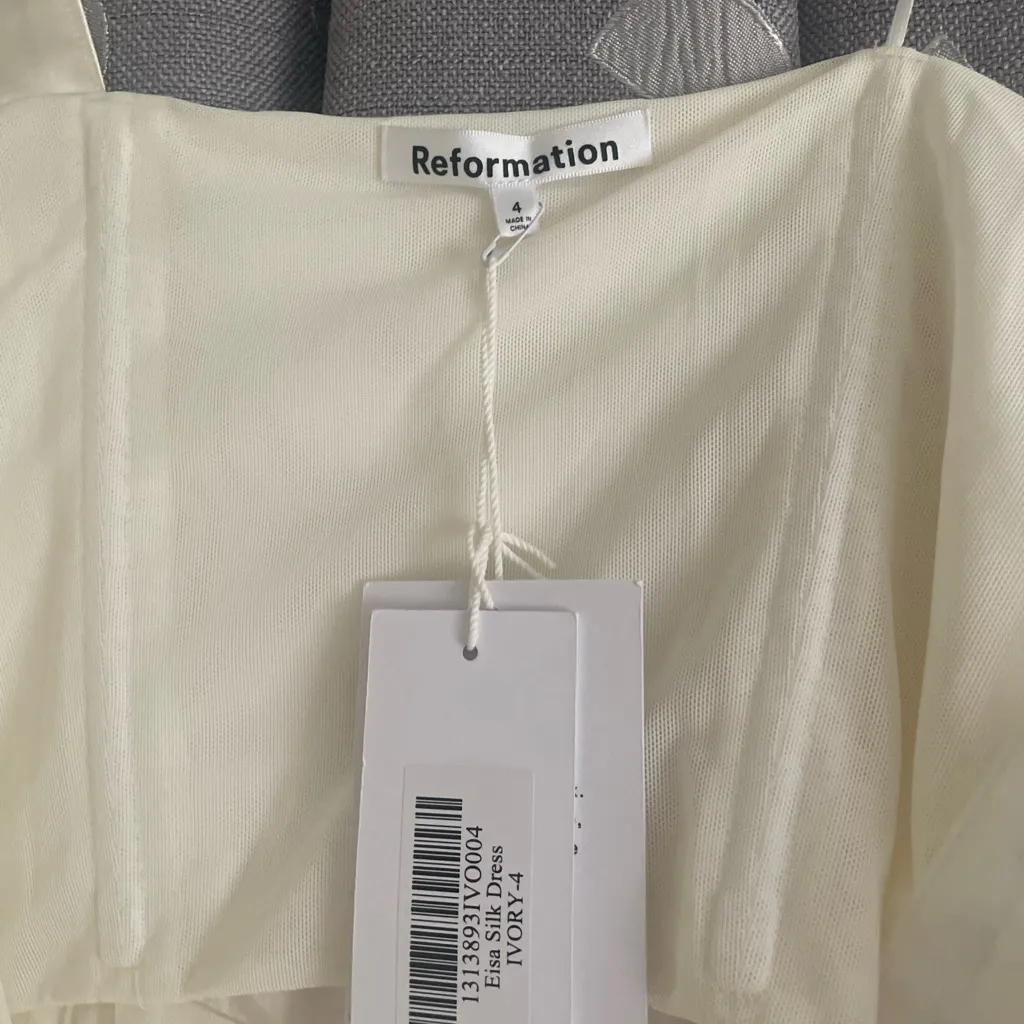 Reformation Eisa Silk Dress Bridal Ivory - Image 8