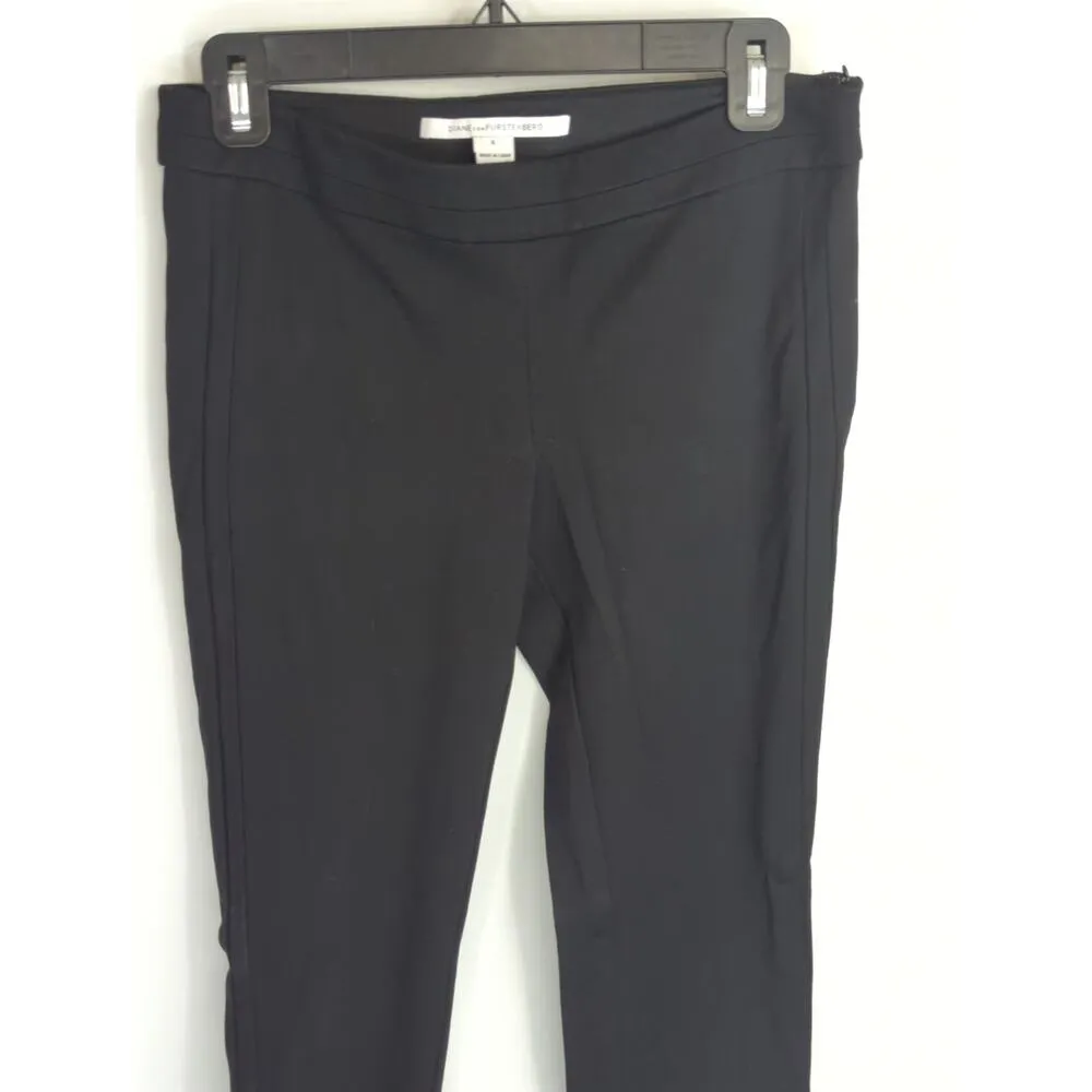 Diane von Furstenberg Women Solid Mid Rise Side Zipper Skinny Jeans Black Size 6 - Image 2
