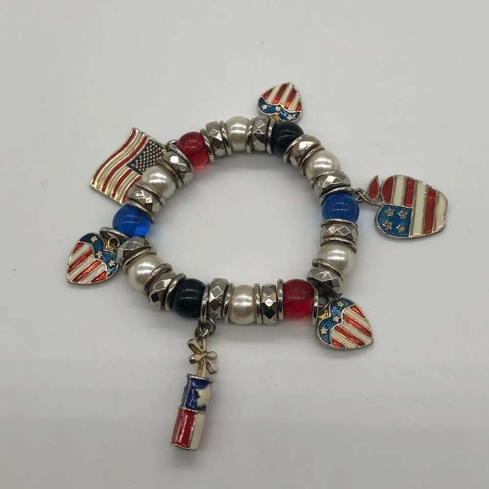Patriotic Bracelet (Stretch Bracelet) Red - Image 2