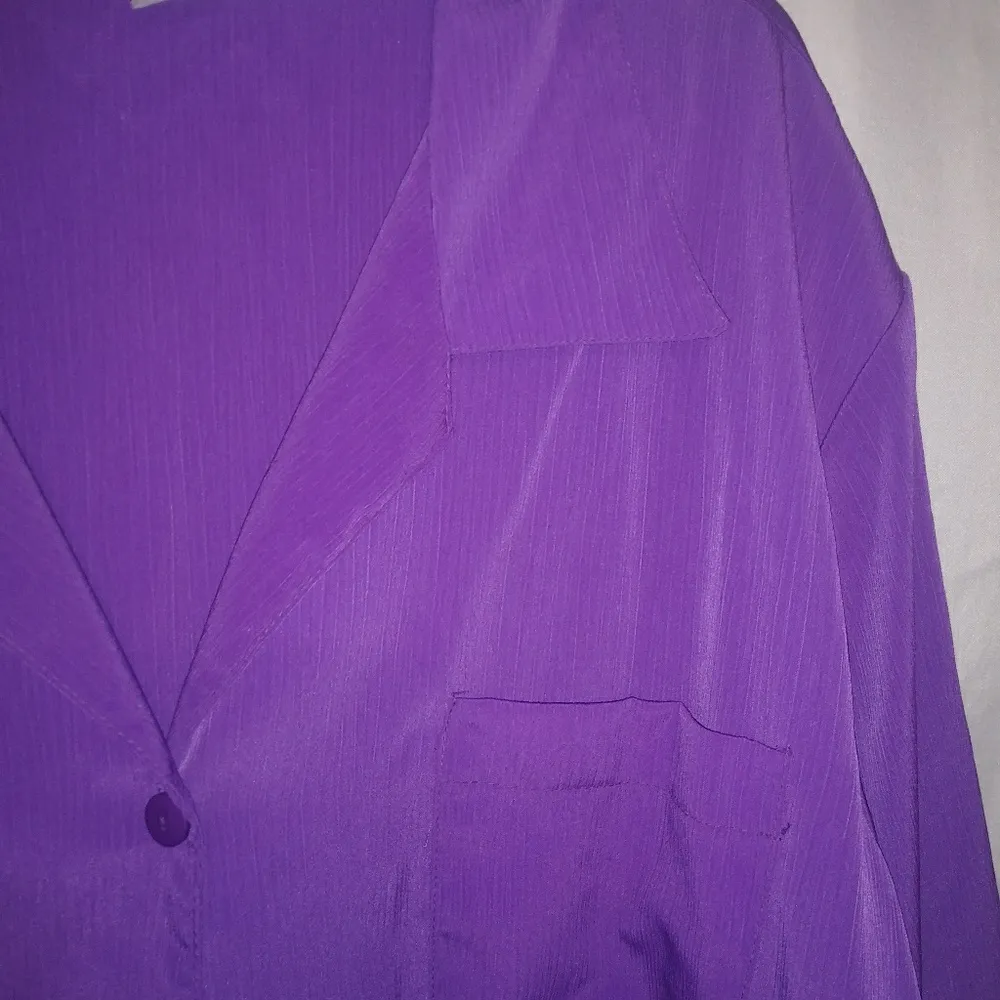 A Personal Touch Purple Pocketed Button Down Top Plus Size 4X - Image 3