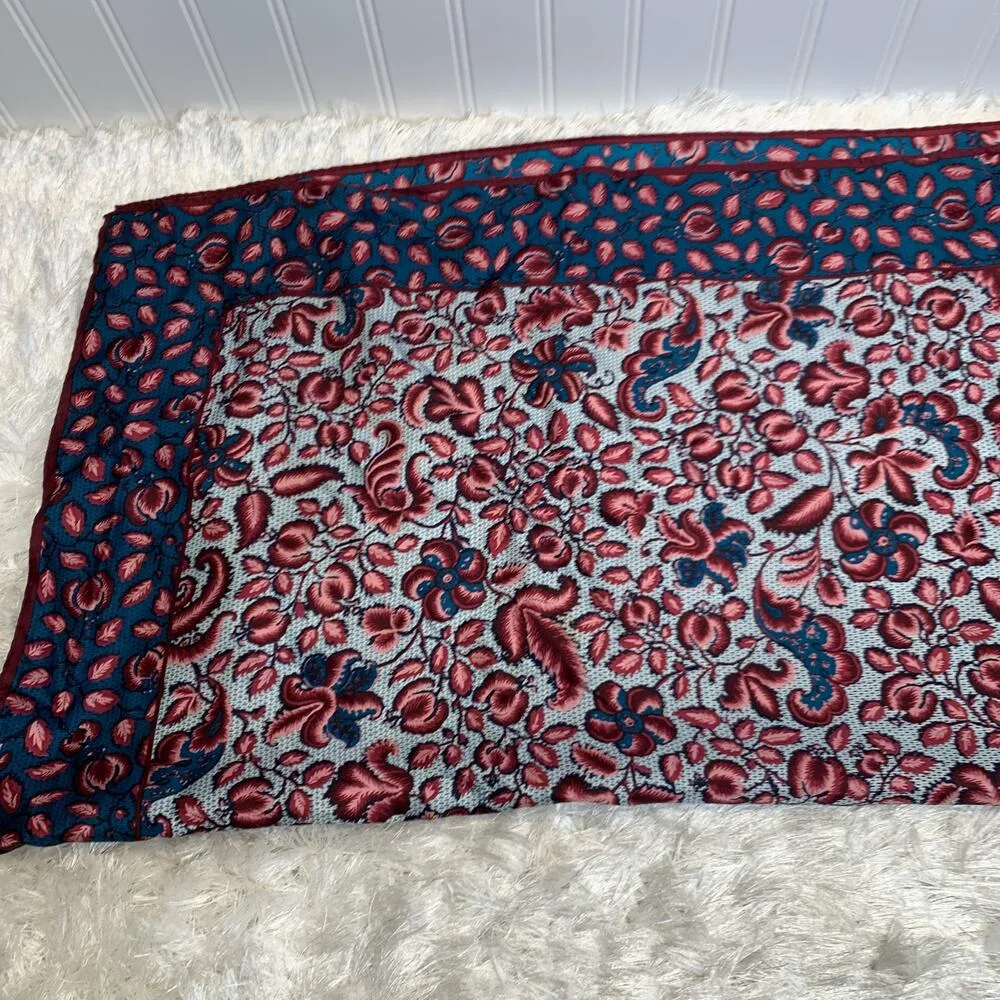 Vintage Blue Pink Vintage Silk Scarf Floral 90s style 31" x 31" - Image 4