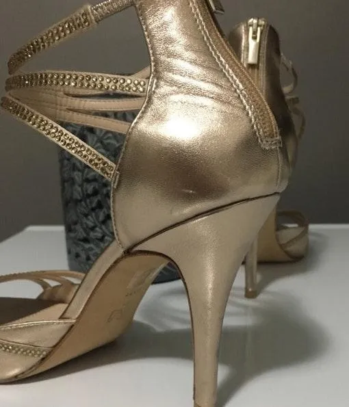Pelle  Champagne Open-Toe Heels - Image 4