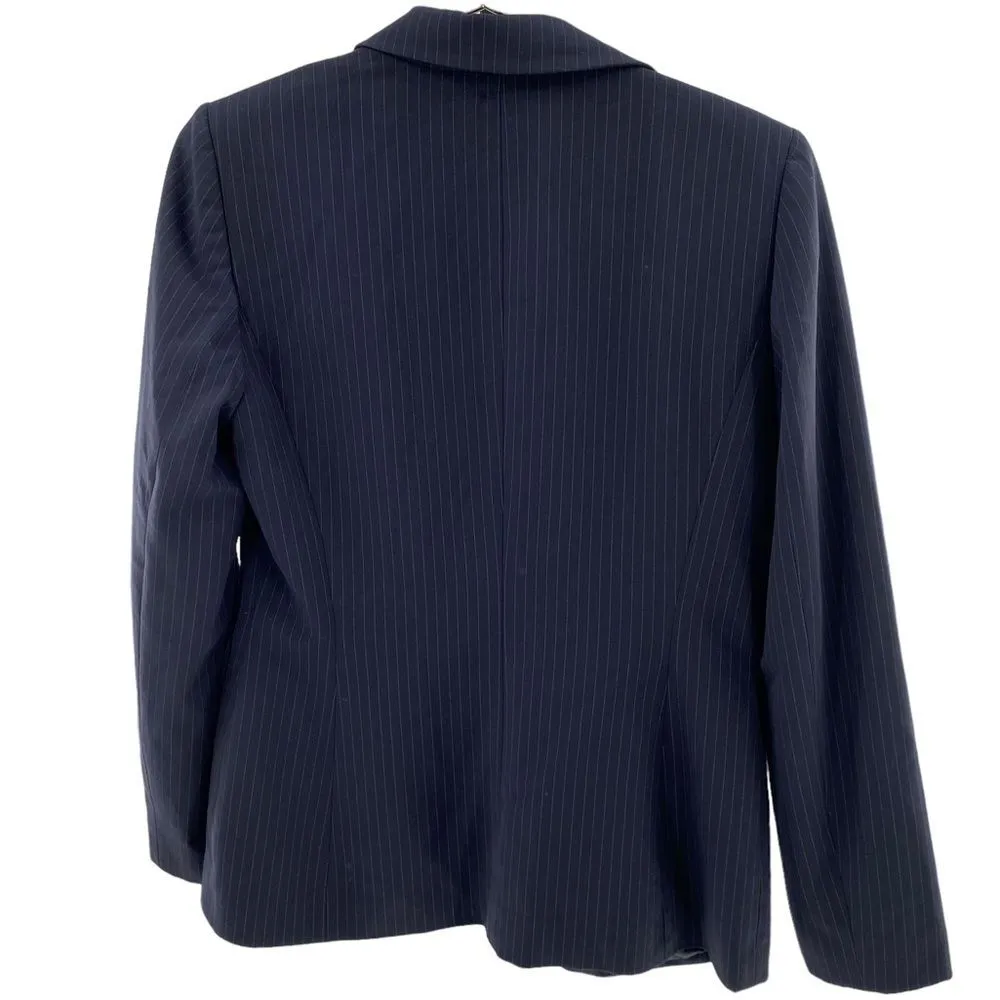 Tahari Women 6 Pinstripe Single Button Blazer Black Career Academia Professional - Image 7