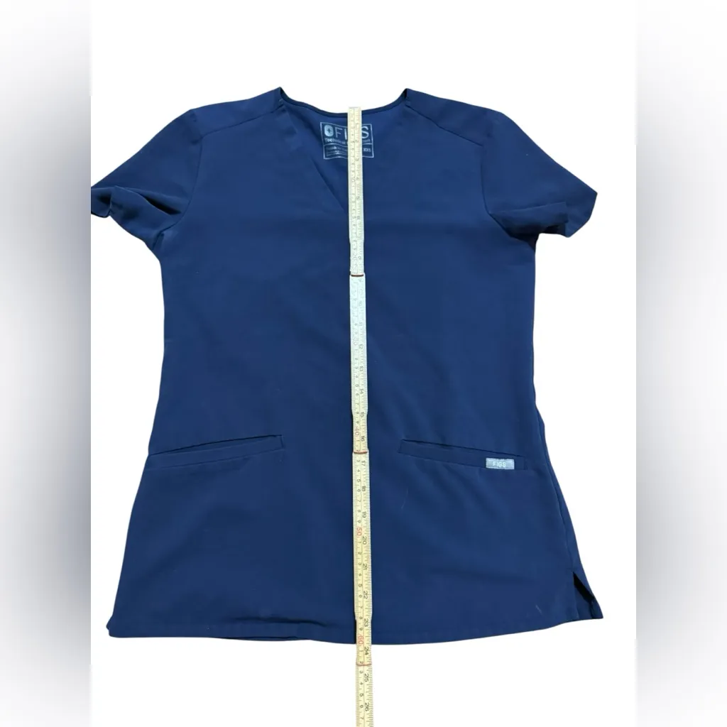 Figs Deep Navy Blue V-Neck Scrub Top Nurses Medical Provider Sz XXS - Image 7