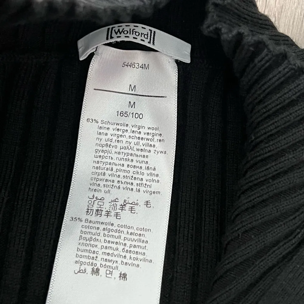 Wolford Thelma Strip Cardigan Ribbed Virgin Wool Fitted Zip Dress | Black | M Size M - Image 11