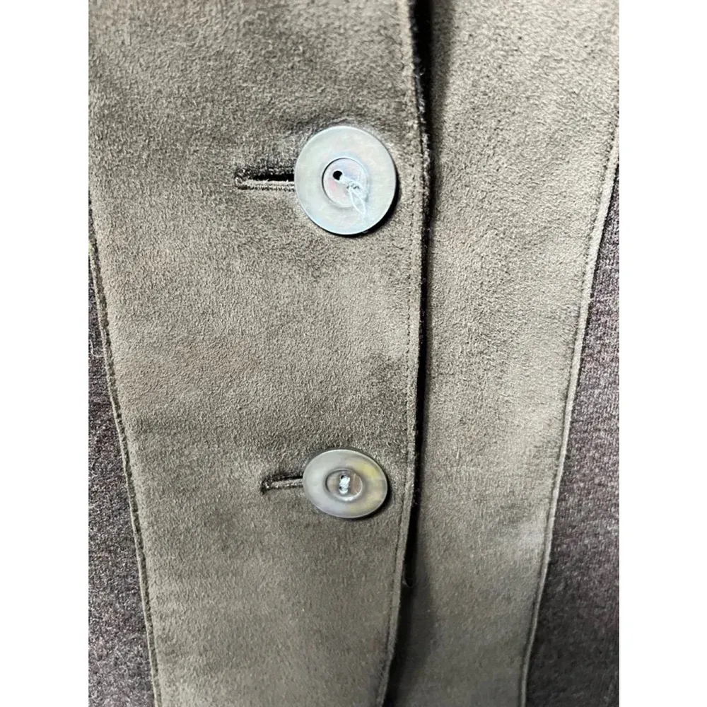 Eileen‎ Fisher Brown Merino Wool with Lamb Leather Trim Blazer- Size S - Image 4