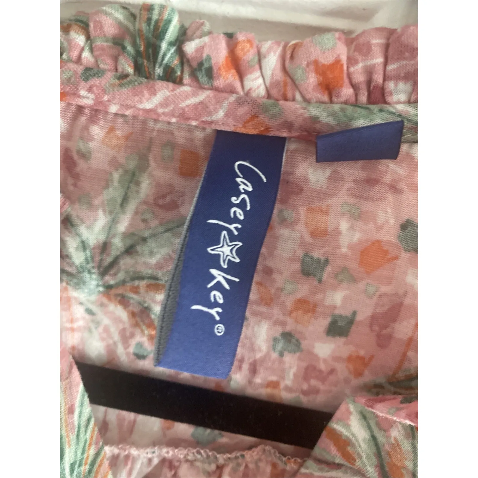 Casey Key Women's Petite Large Pink Ruffle Sailboat Top Short Sleeve Pintuck Size undefined - Image 3