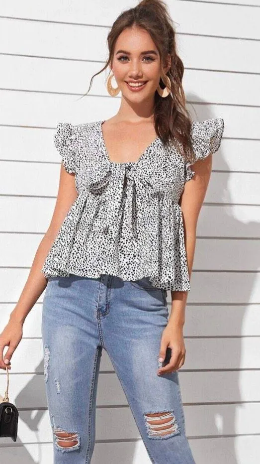 Ruffle Tie Front Top Size L - Image 4