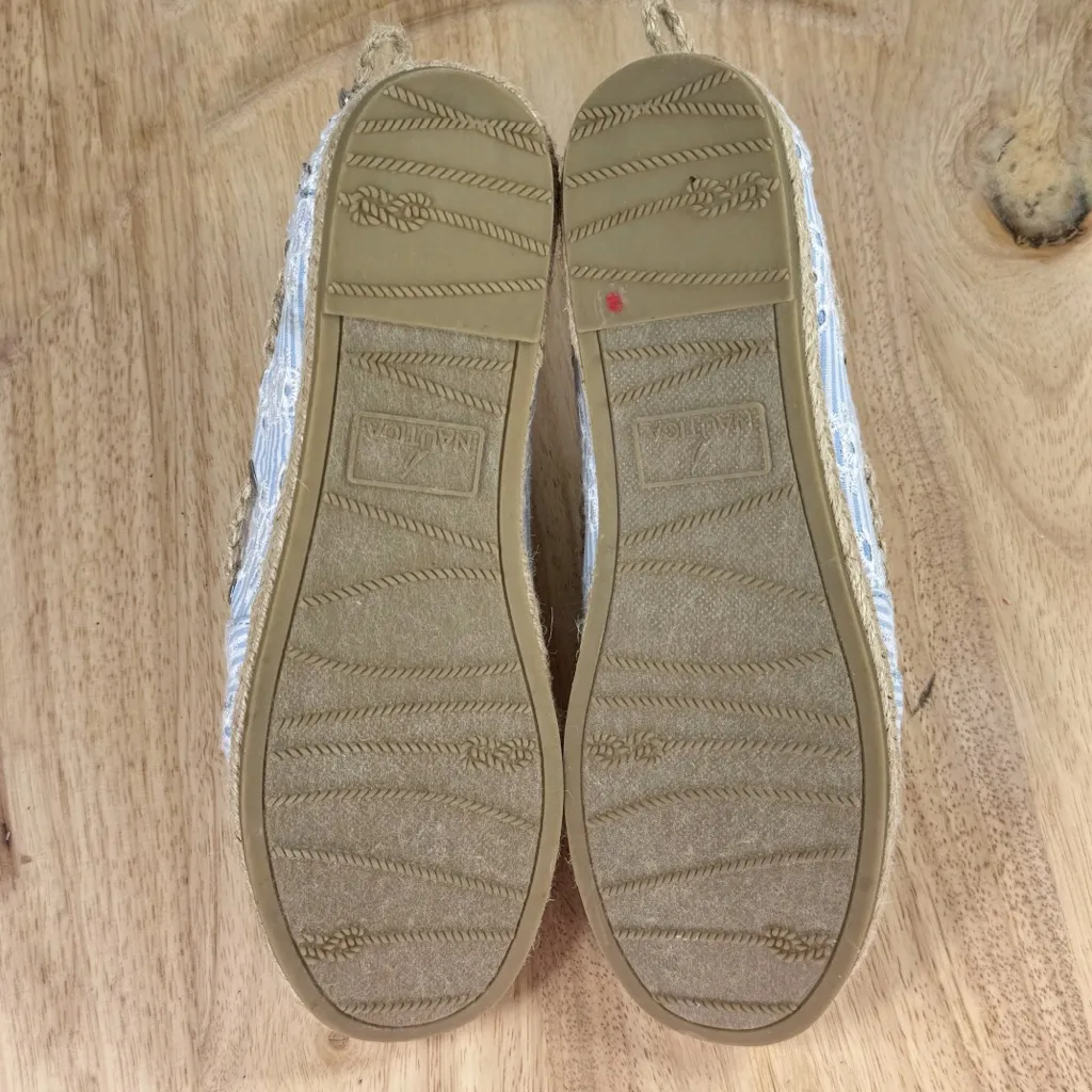 Nautica Rudder Striped Eyelet Espadrille Slip On Flats Blue White 7.5 - Image 8