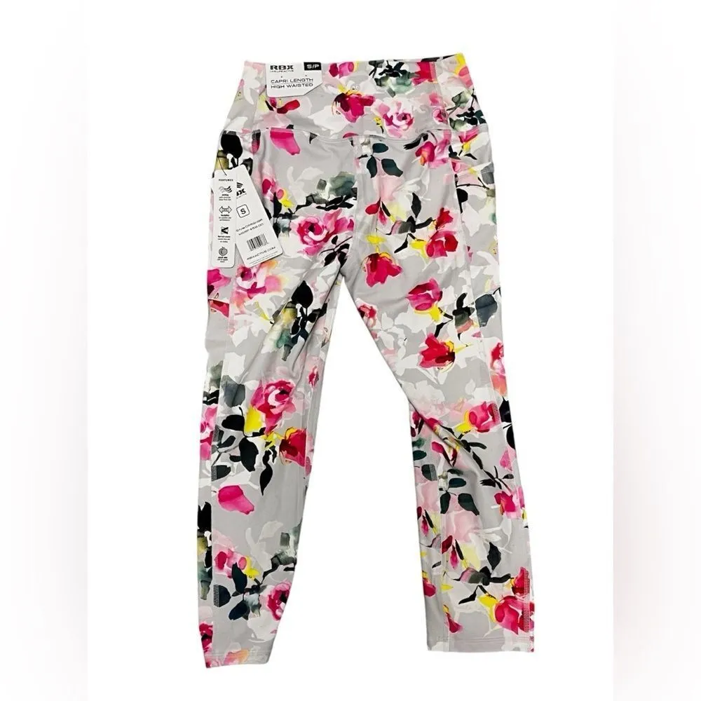 RBX Women’s Yoga Pants Capri Floral Size Small New‎ with Tags White - Image 2
