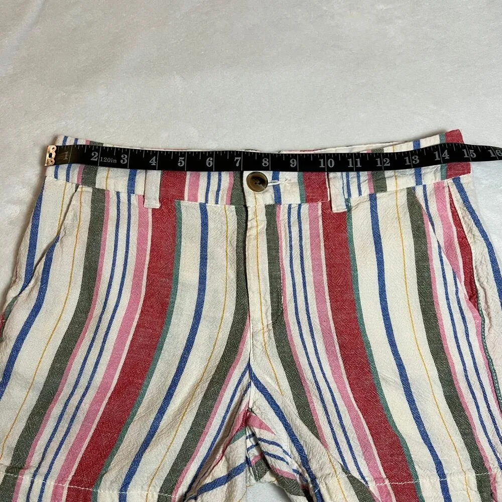 Old Navy Stripe Everyday Shorts Size 2 Mid Rise Linen Blend Colorful Rainbow - Image 7