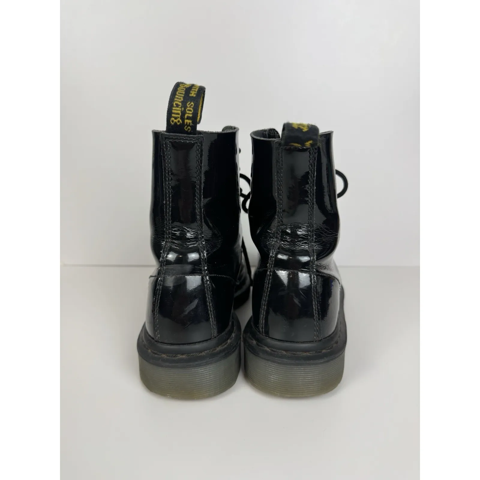 Dr Martens Docs Pascal Stud Combat‎ Boots Womens Size 7 Patent Leather - Image 4