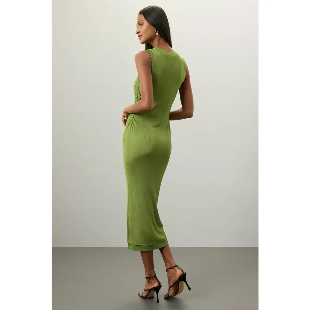 ATLEIN x RTR Women's Green Sleeveless Crewneck Knit Midi Dress Size XXL - Image 2