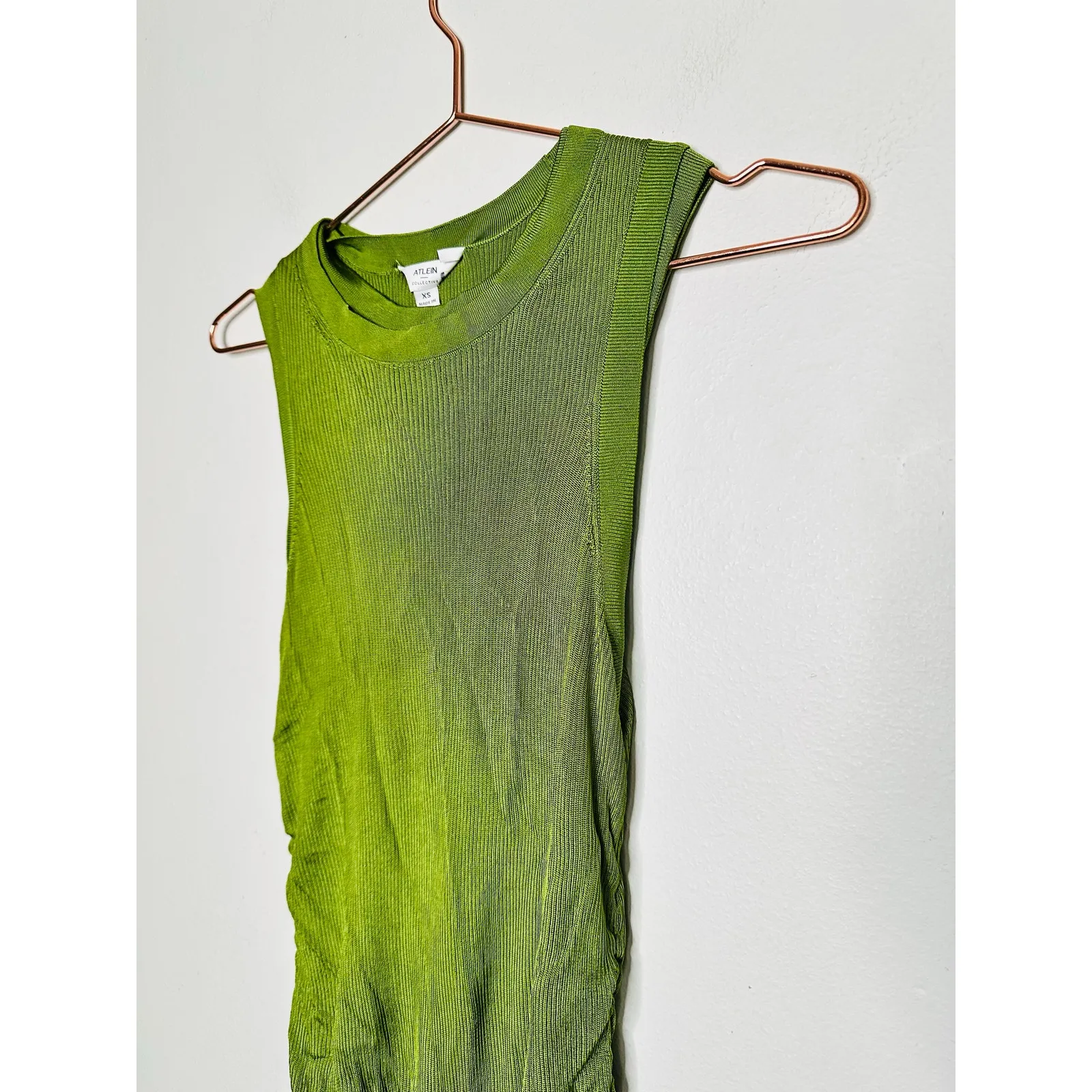 ATLEIN Green Crewneck Sleeveless Knit Midi Layered Bodycon Sheath Dress Size XS - Image 4