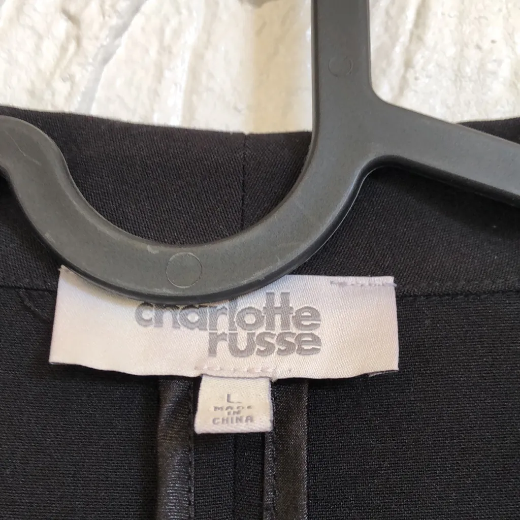 Charlotte Russe‎ cinched sleeve black blazer jacket size L - Image 4