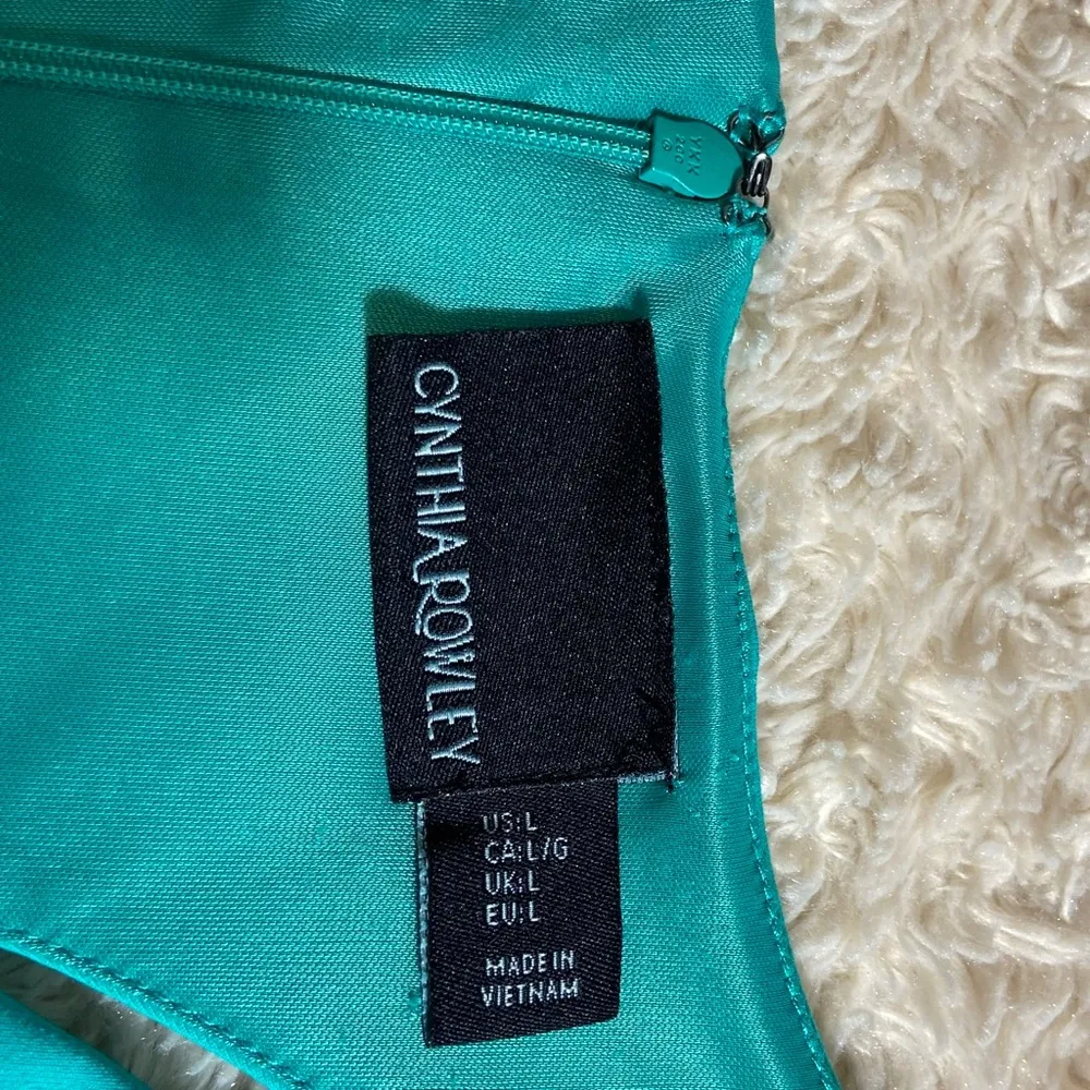 Cynthia Rowley Aquamarine Fitted Nylon Sleeveless Dress L Large - Image 10