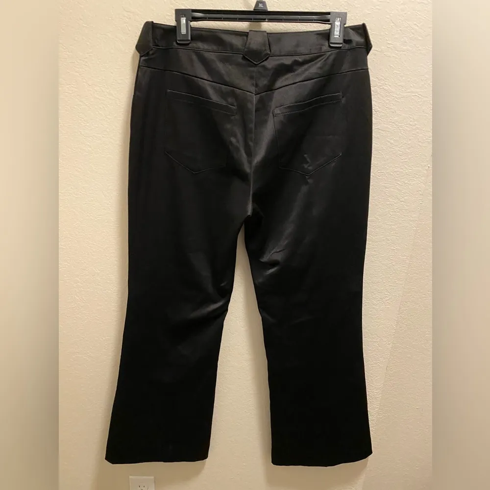 Anna Sui X INC Wide Leg Satin Black Western Style Pants Size 8 - Image 6