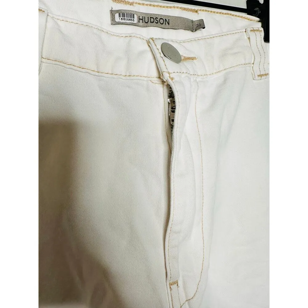 HUDSON White High-Rise Welt Pocket Cargo Wide Leg Jeans Size 26 - Image 11