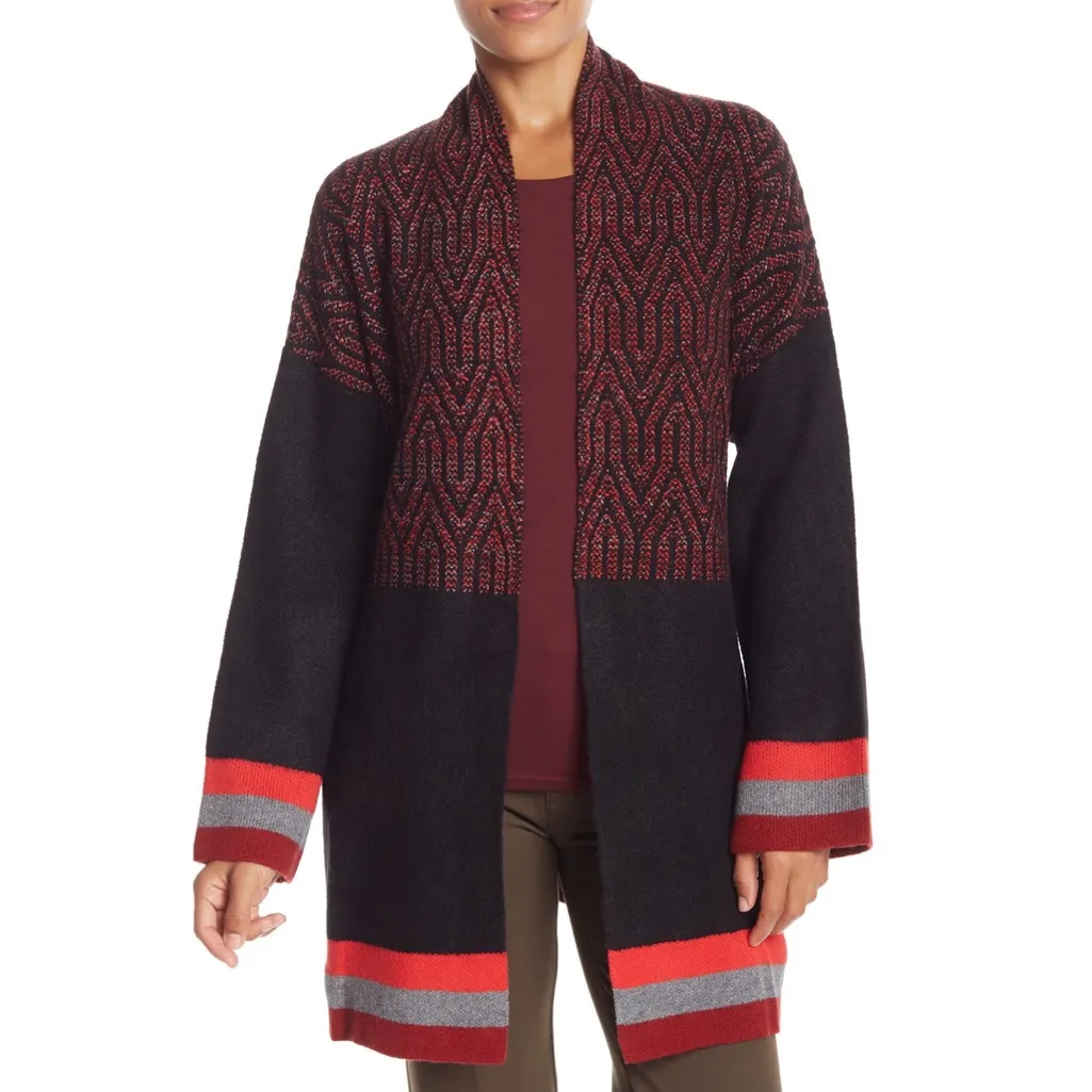 NWT Nordstrom X Vertigo Chunky Patterned Shawl Collar Cardigan Coat - Image 3