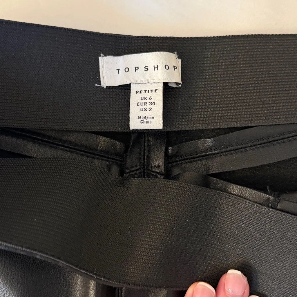 Topshop Faux Leather Skinny Pants (Petite) - Image 5