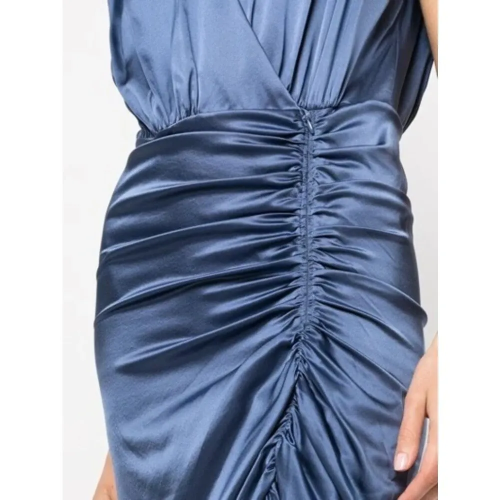 Veronica Beard Dress Size 8 Blue Steel Casela Silk Blend Ruching MSRP $648 - Image 13