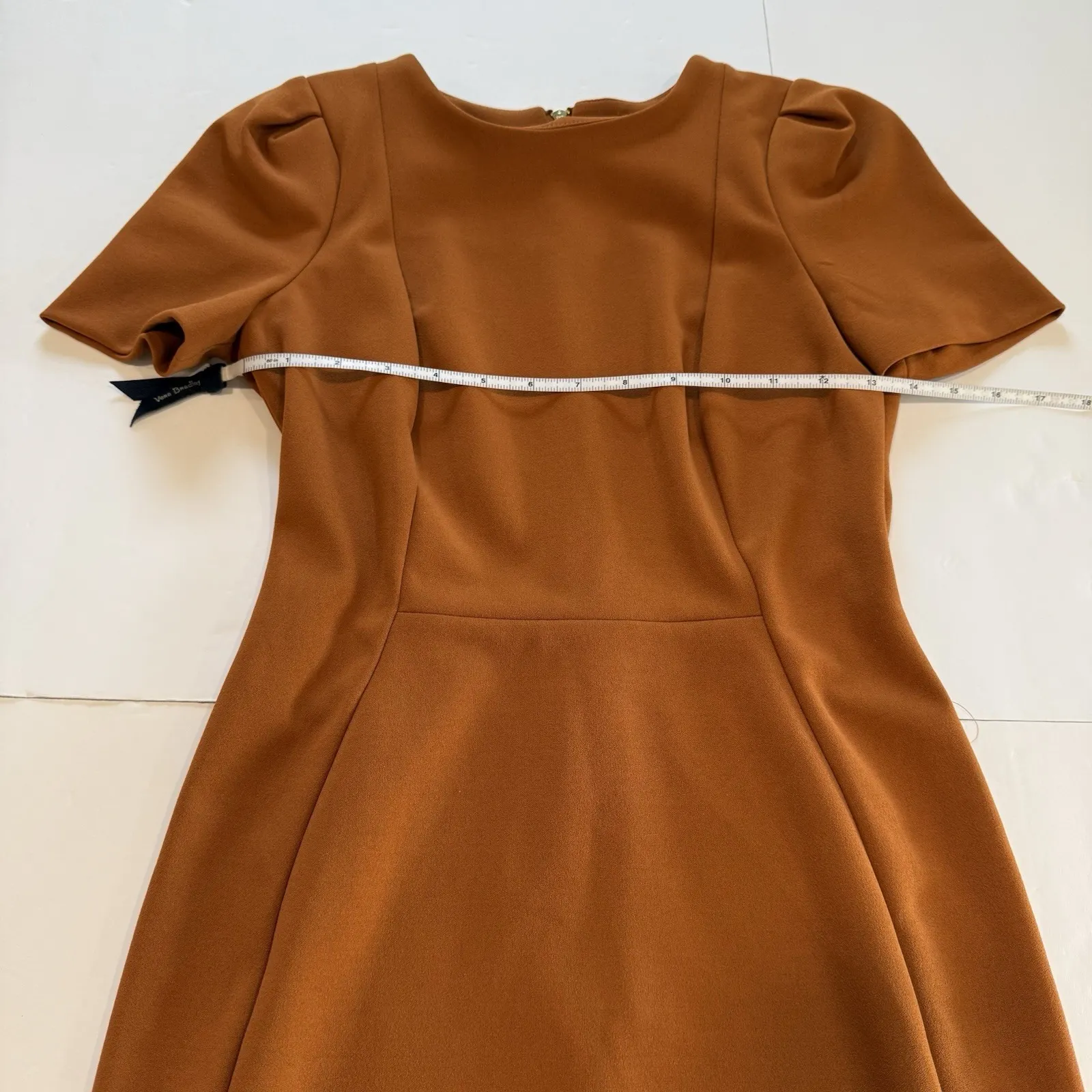 Calvin Klein Copper Orange Stretch‎ Crepe Puff Sleeve Sheath Dress Size 2 - Image 8