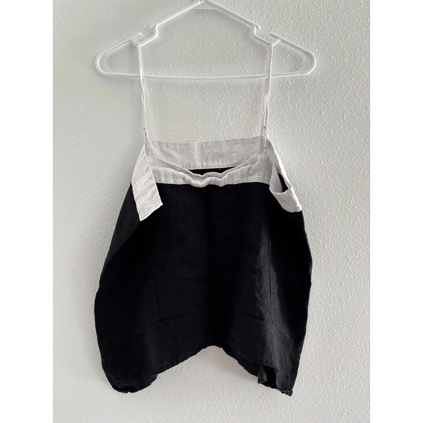 DKNY Tank‎ Womens Large Black White Linen Boxy Minimalist Quiet Luxury Resort - Image 2