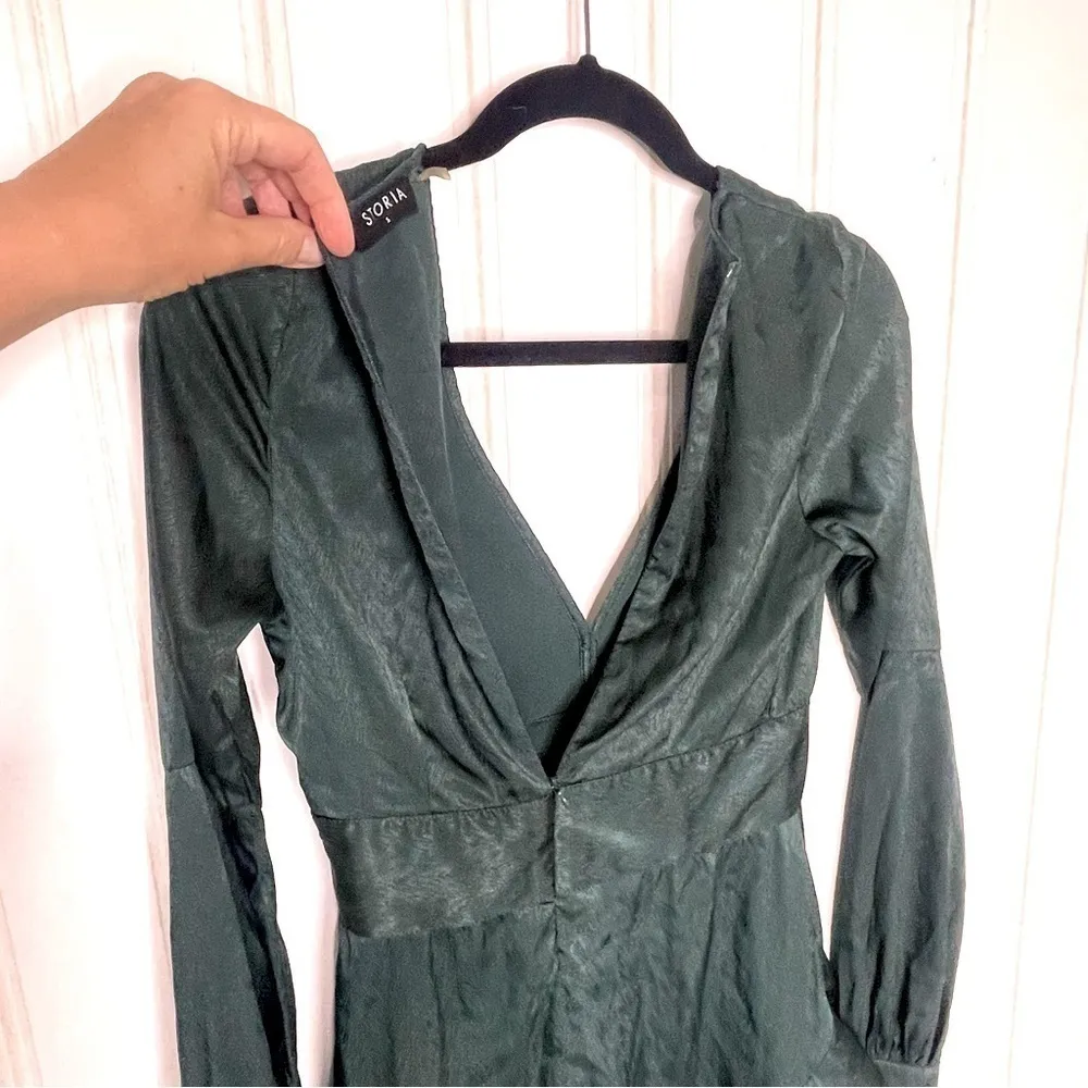 STORIA dark emerald ruffle tiered plunge mini dress 857 - Image 8